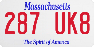 MA license plate 287UK8