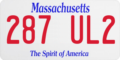 MA license plate 287UL2