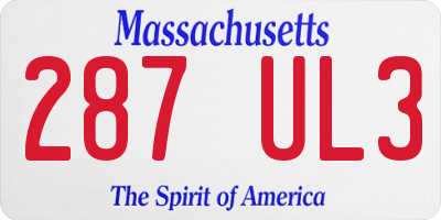 MA license plate 287UL3