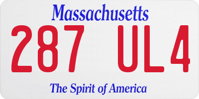 MA license plate 287UL4