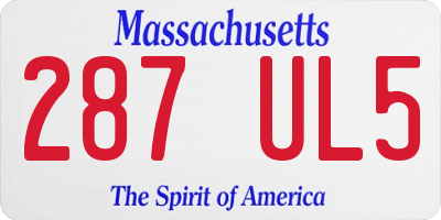 MA license plate 287UL5