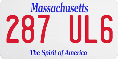 MA license plate 287UL6