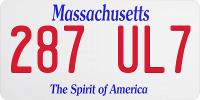 MA license plate 287UL7