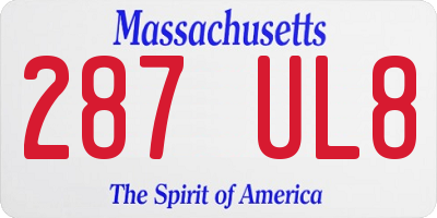 MA license plate 287UL8