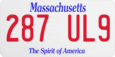 MA license plate 287UL9