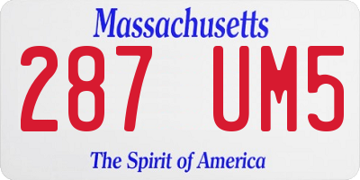 MA license plate 287UM5