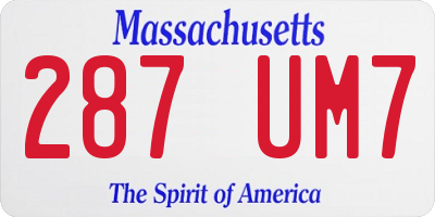 MA license plate 287UM7