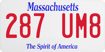 MA license plate 287UM8
