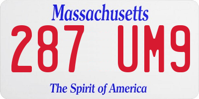 MA license plate 287UM9