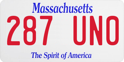 MA license plate 287UN0