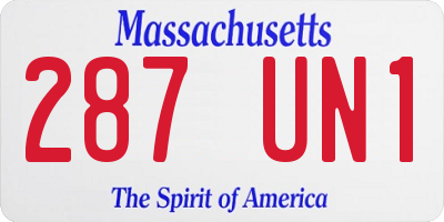 MA license plate 287UN1