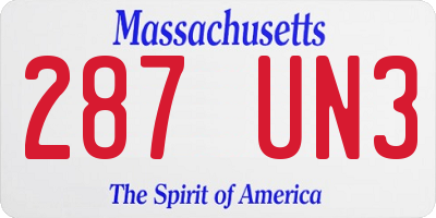 MA license plate 287UN3