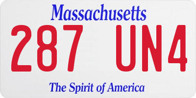 MA license plate 287UN4