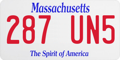 MA license plate 287UN5