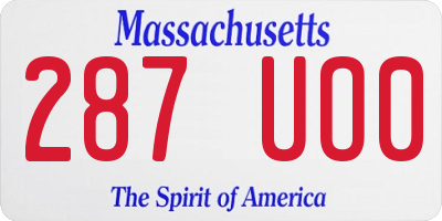 MA license plate 287UO0