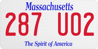 MA license plate 287UO2