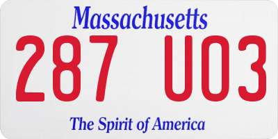 MA license plate 287UO3