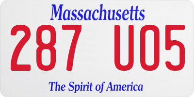 MA license plate 287UO5