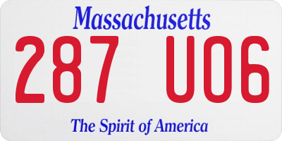 MA license plate 287UO6