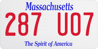 MA license plate 287UO7