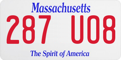 MA license plate 287UO8