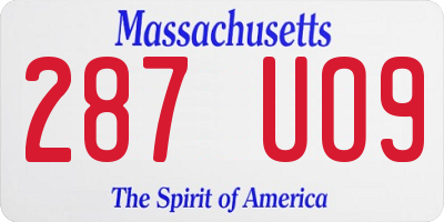 MA license plate 287UO9