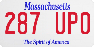 MA license plate 287UP0