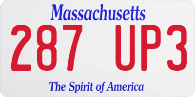MA license plate 287UP3