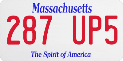 MA license plate 287UP5