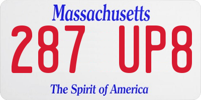 MA license plate 287UP8