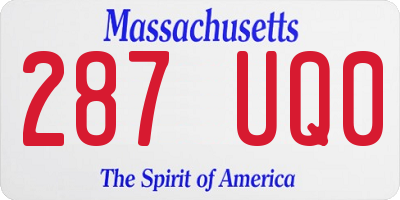 MA license plate 287UQ0