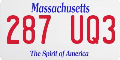 MA license plate 287UQ3