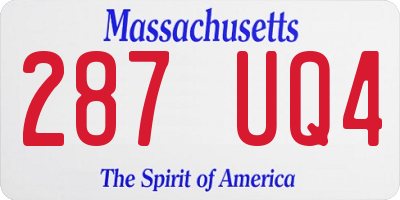 MA license plate 287UQ4