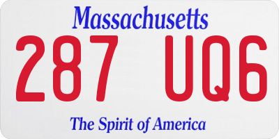 MA license plate 287UQ6