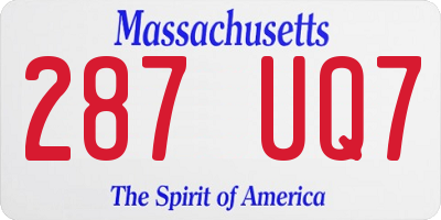 MA license plate 287UQ7