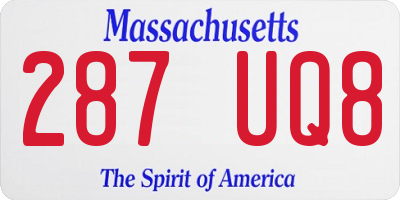 MA license plate 287UQ8