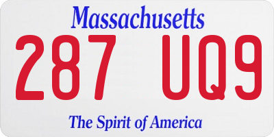 MA license plate 287UQ9