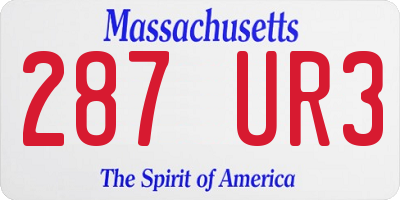 MA license plate 287UR3