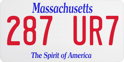 MA license plate 287UR7