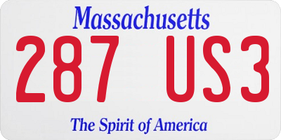 MA license plate 287US3