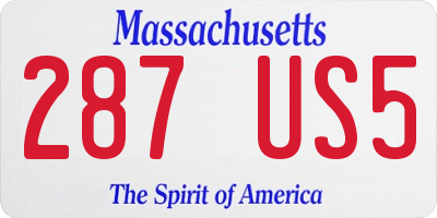 MA license plate 287US5