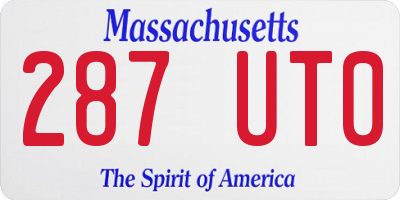 MA license plate 287UT0