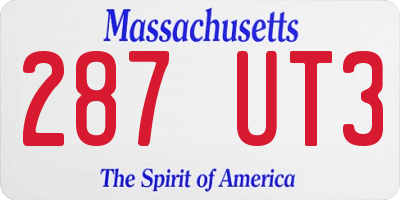 MA license plate 287UT3