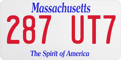 MA license plate 287UT7