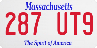 MA license plate 287UT9