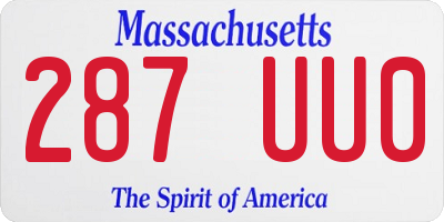 MA license plate 287UU0