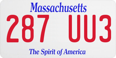 MA license plate 287UU3