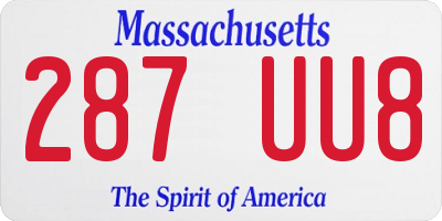 MA license plate 287UU8