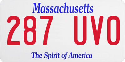 MA license plate 287UV0