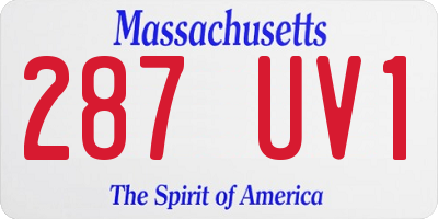 MA license plate 287UV1